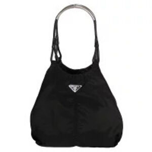 Prada metal handle tote bag handbag black
